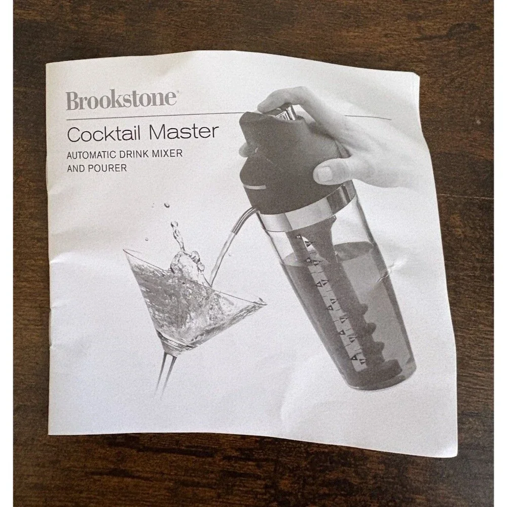 Brookstone Cocktail Master Automatic Drink Mixer and Pourer Holds 21 oz Battery